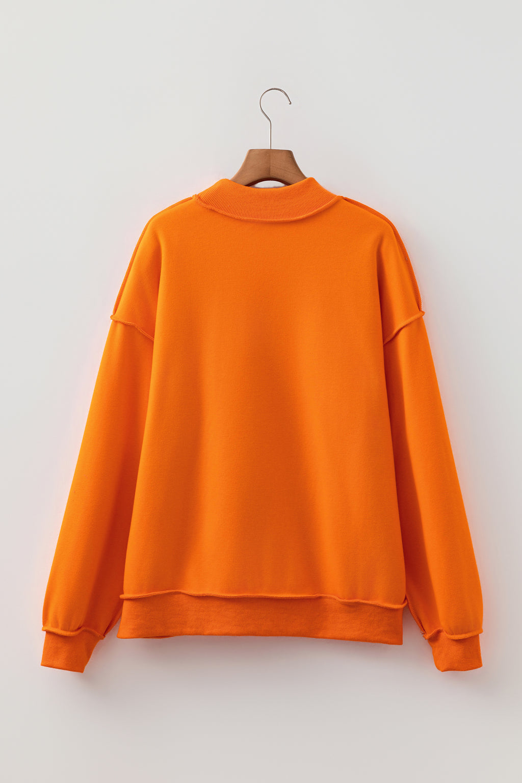 Light Grey Oversize Drop Shoulder Reversible Mock Neck Sweatshirt