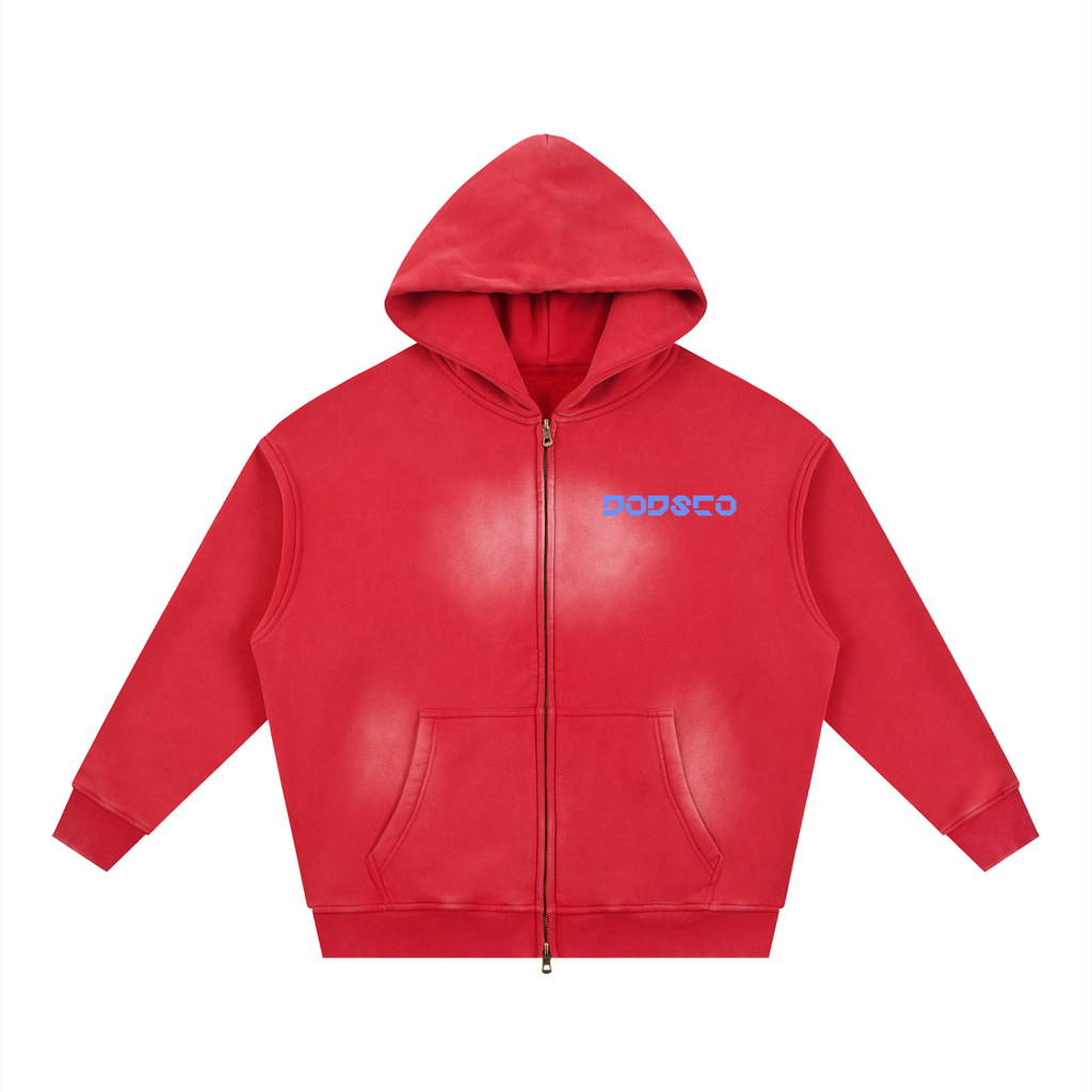 Sunfade Two-way Zipper Boxy Fleece Hoodie
