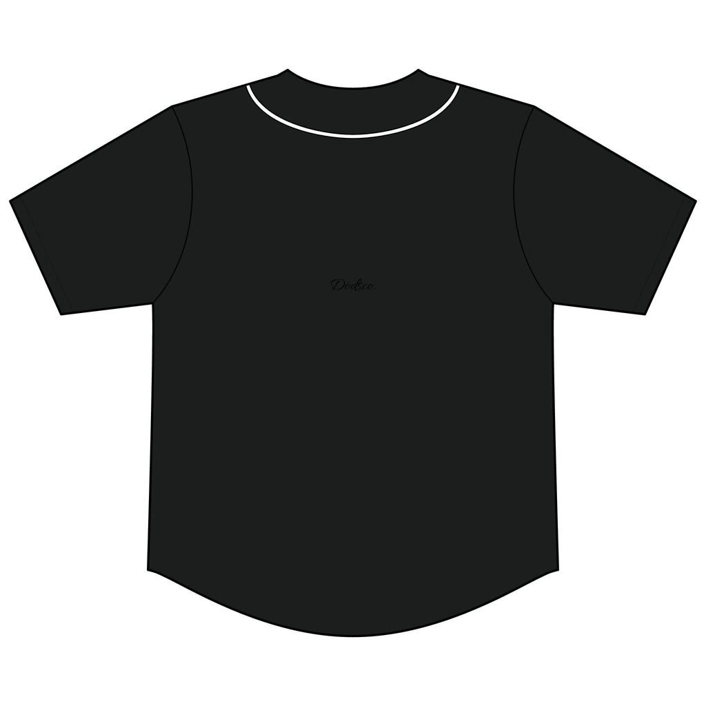 Black Button-Up Baseball Jersey — Short Sleeve Athletic Shirt