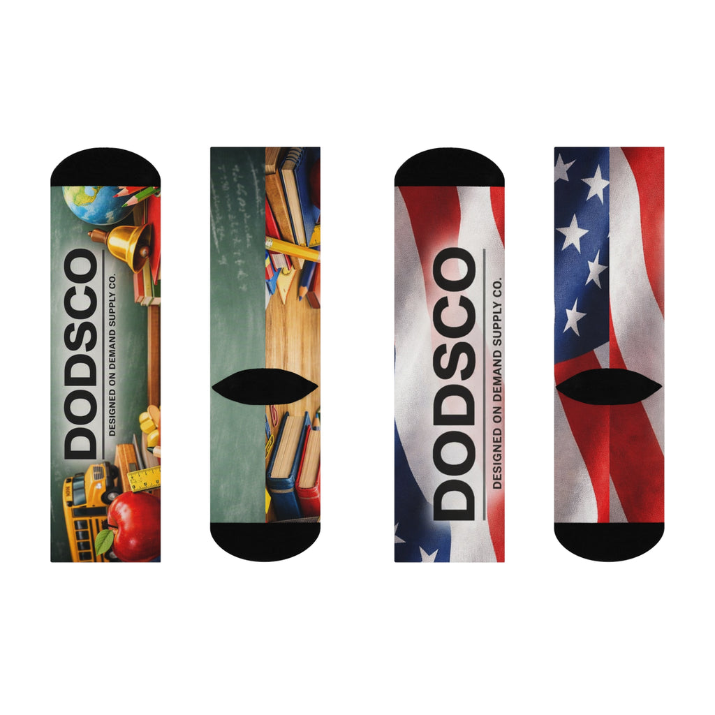 DODSCO American Flag & School Bus Cushioned Crew Socks