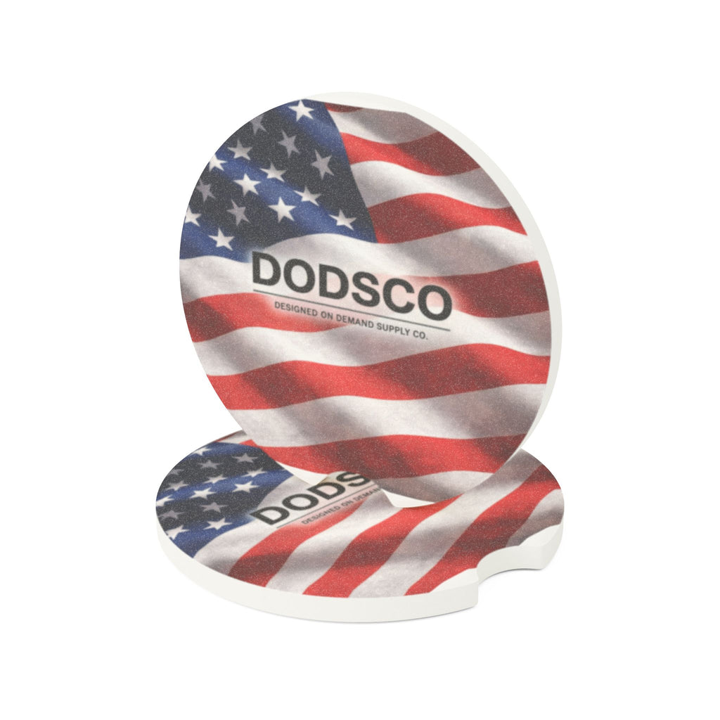 American Flag Soapstone Car Coaster — DODSCO Logo