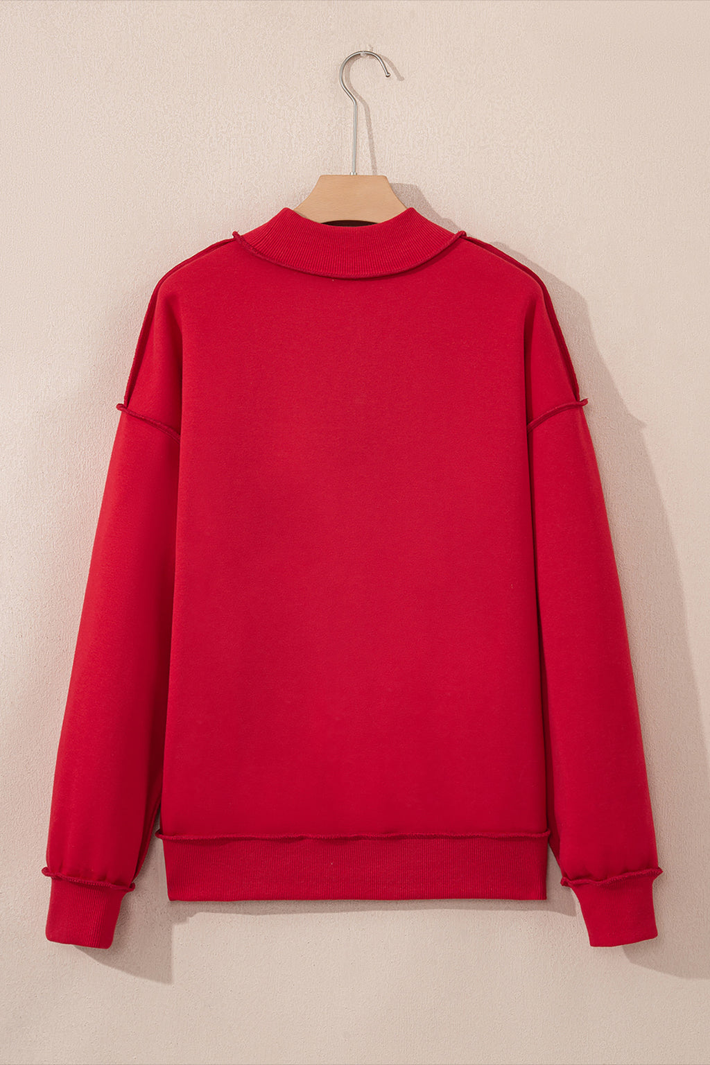 Light Grey Oversize Drop Shoulder Reversible Mock Neck Sweatshirt