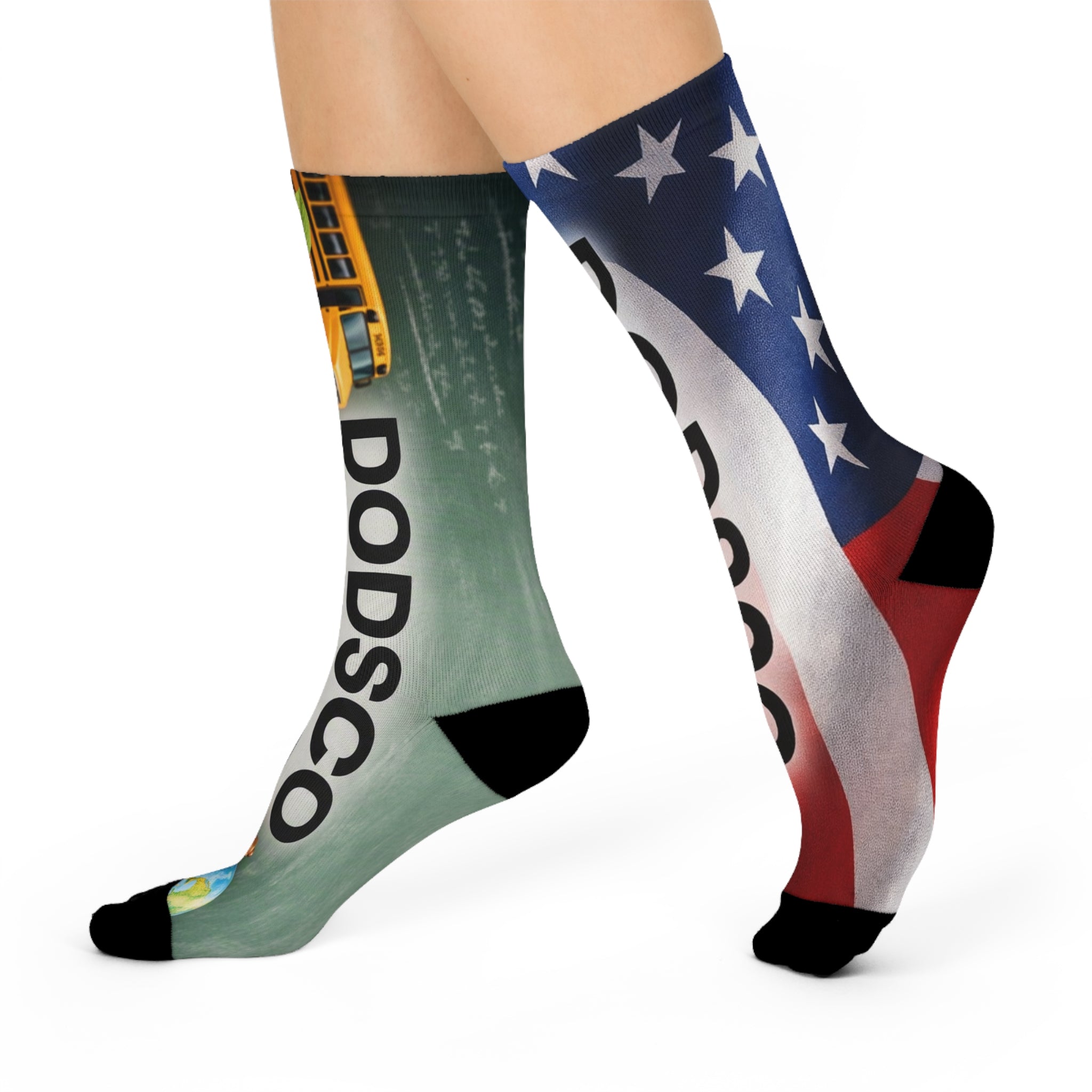 DODSCO American Flag & School Bus Cushioned Crew Socks