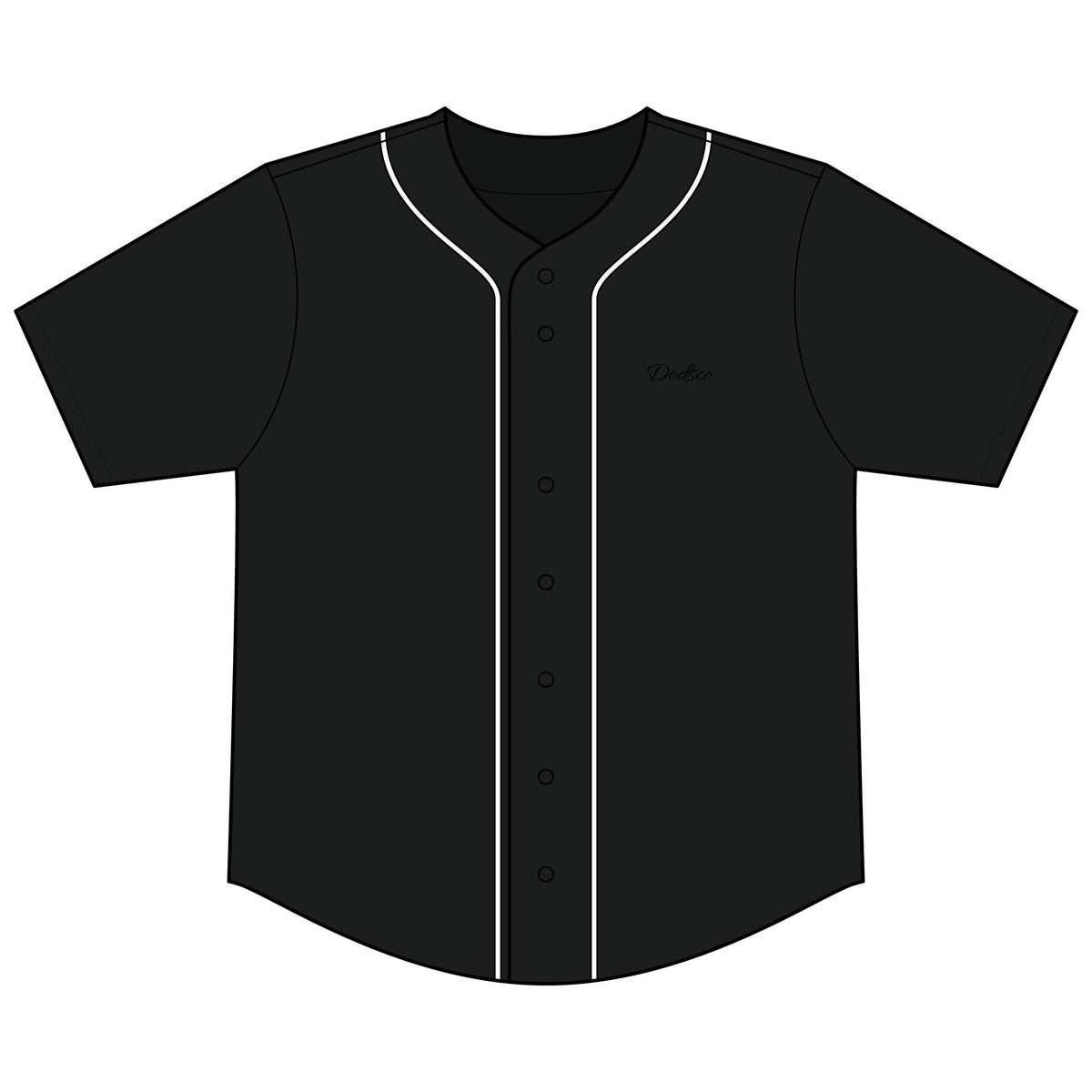 Black Button-Up Baseball Jersey — Short Sleeve Athletic Shirt
