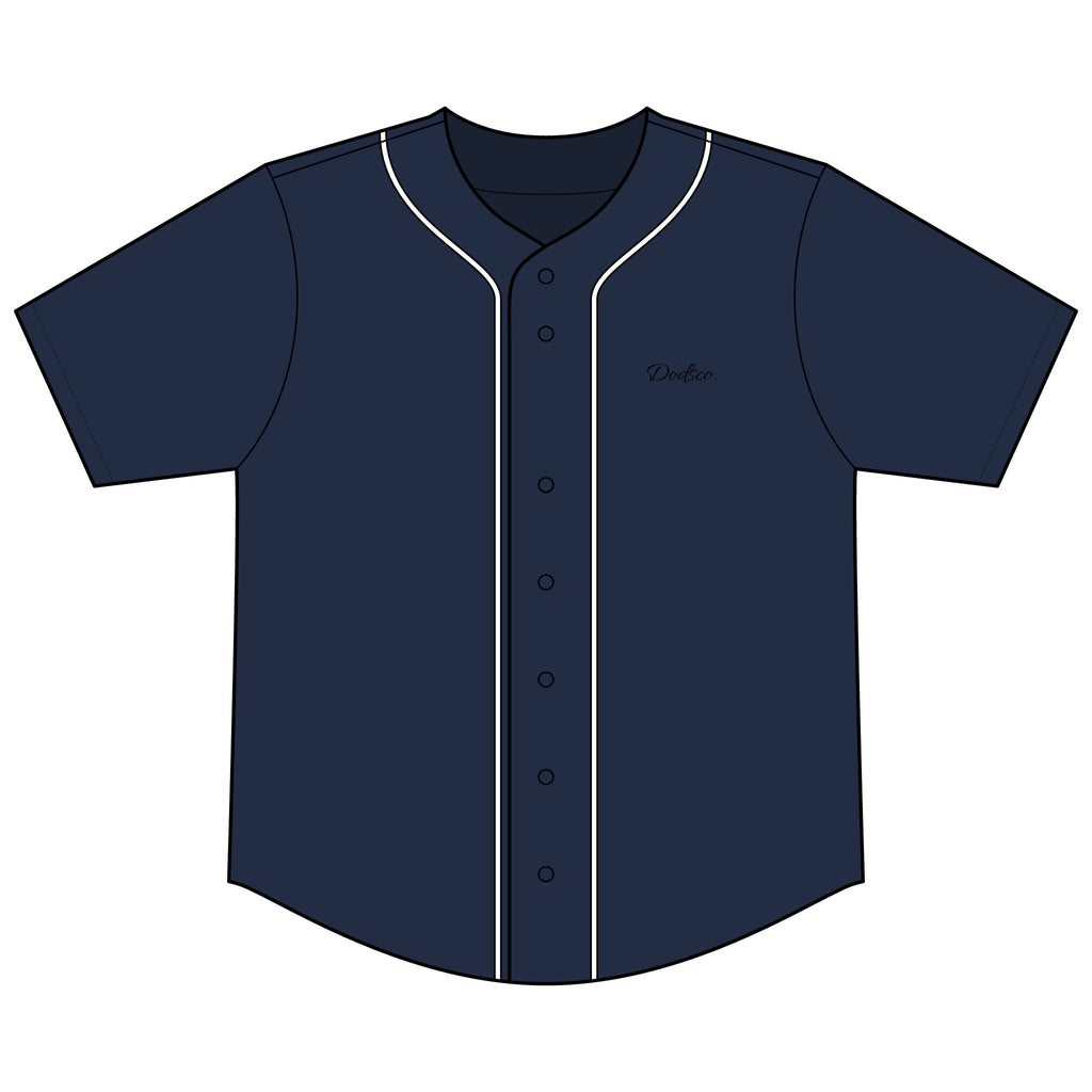 Black Button-Up Baseball Jersey — Short Sleeve Athletic Shirt
