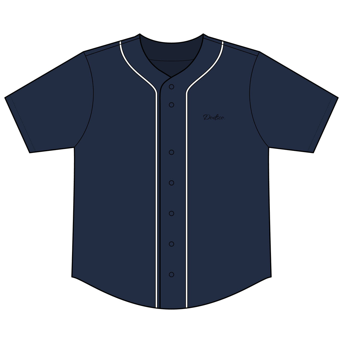 Black Button-Up Baseball Jersey — Short Sleeve Athletic Shirt
