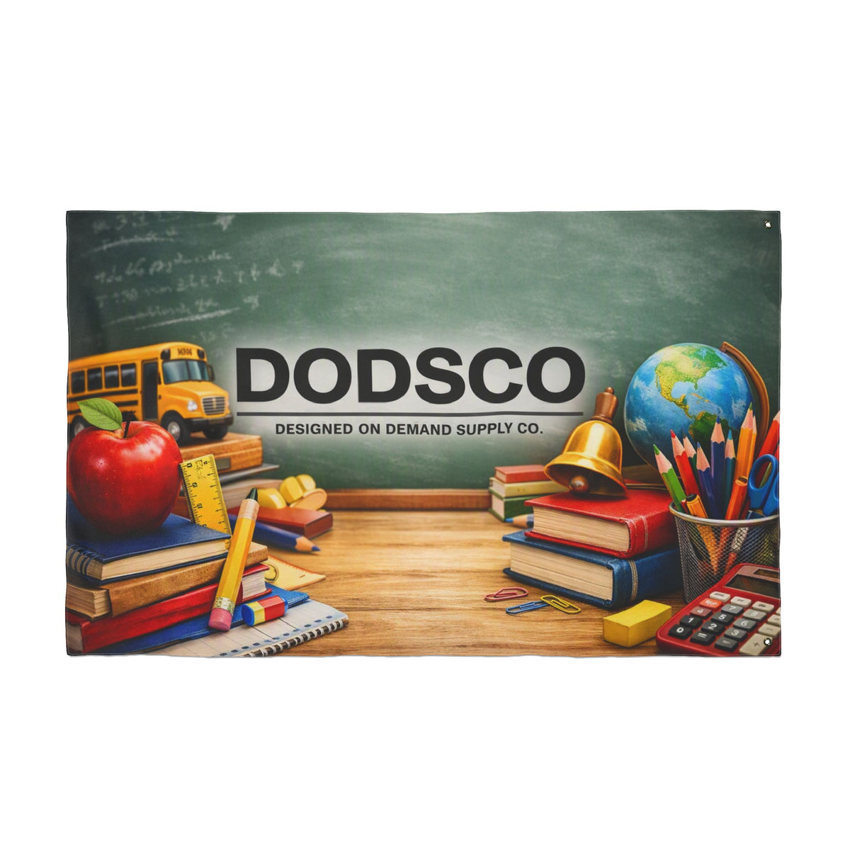 Double-Sided Flag — American Flag / School Supplies Design (DODSCO)