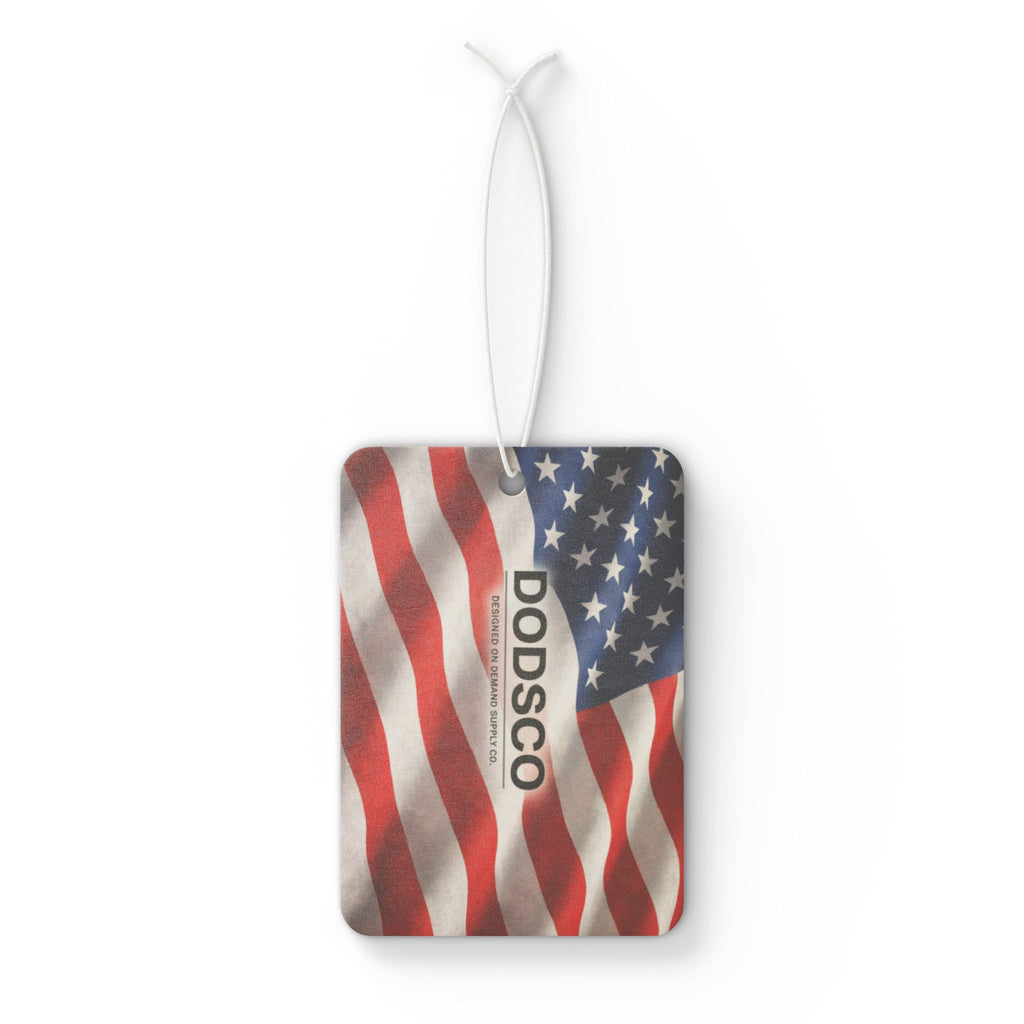 American Flag Car Air Freshener — Patriotic USA Scented Ornament (DODSSCO)