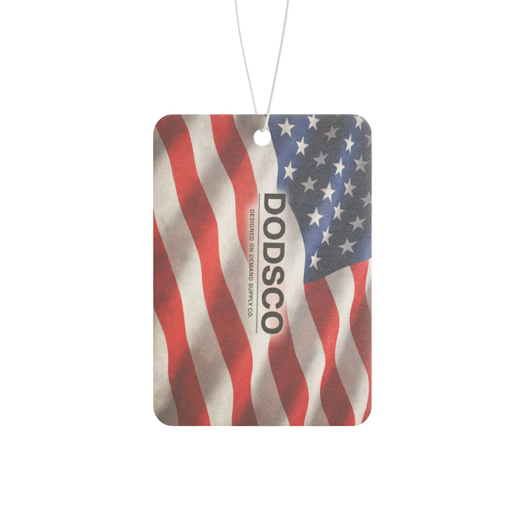 American Flag Car Air Freshener — Patriotic USA Scented Ornament (DODSSCO)