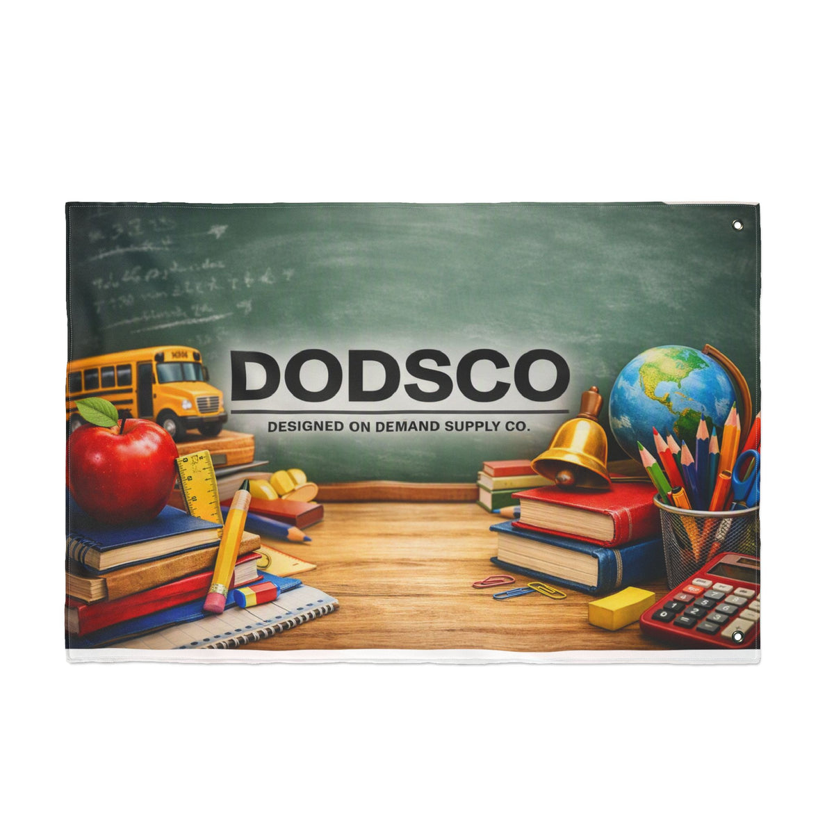 Double-Sided Flag — American Flag / School Supplies Design (DODSCO)