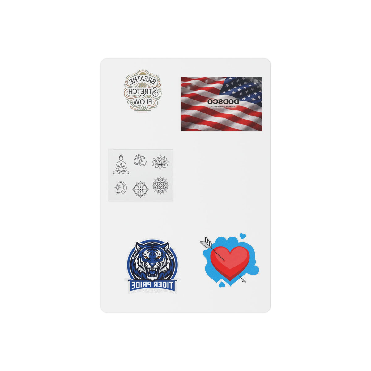Temporary Tattoos — Patriotic Flag, Tiger Pride & Heart Sticker Set