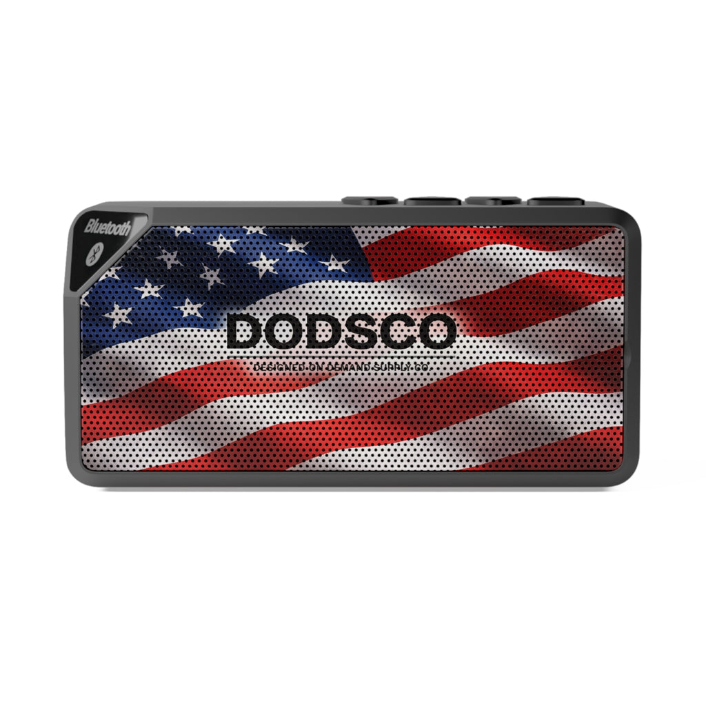 Bluetooth Speaker — American Flag Wireless Speaker with Custom Text "DODSCO"