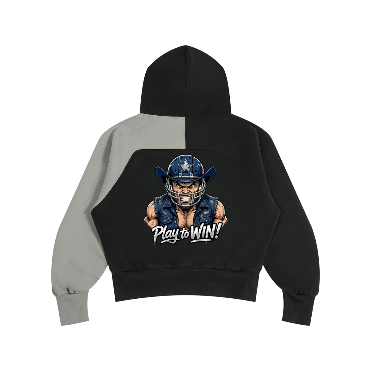 Unisex Color-Block Fleece Hoodie Angry Cowboy