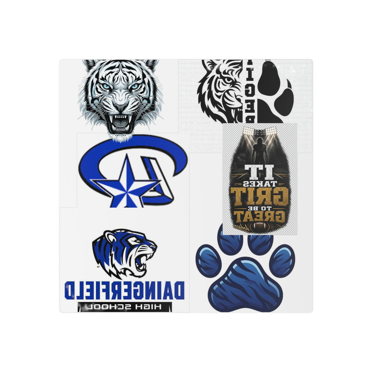 Blue Tiger Paw Temporary Tattoos — School Spirit & Motivational Tattoo Sheet