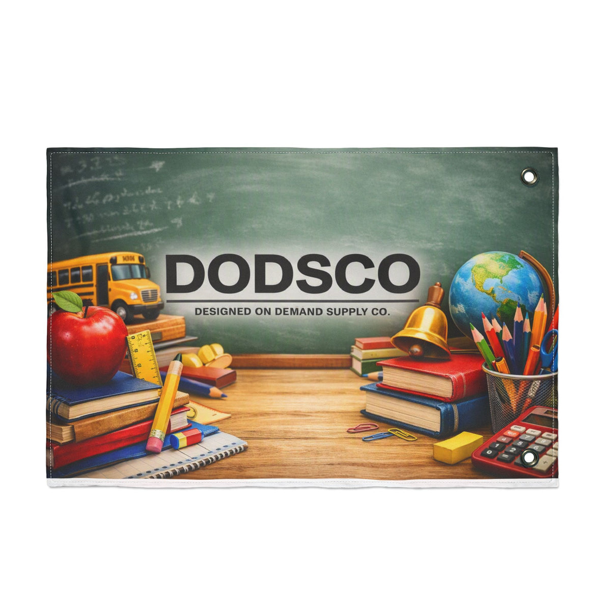 Double-Sided Flag — American Flag / School Supplies Design (DODSCO)