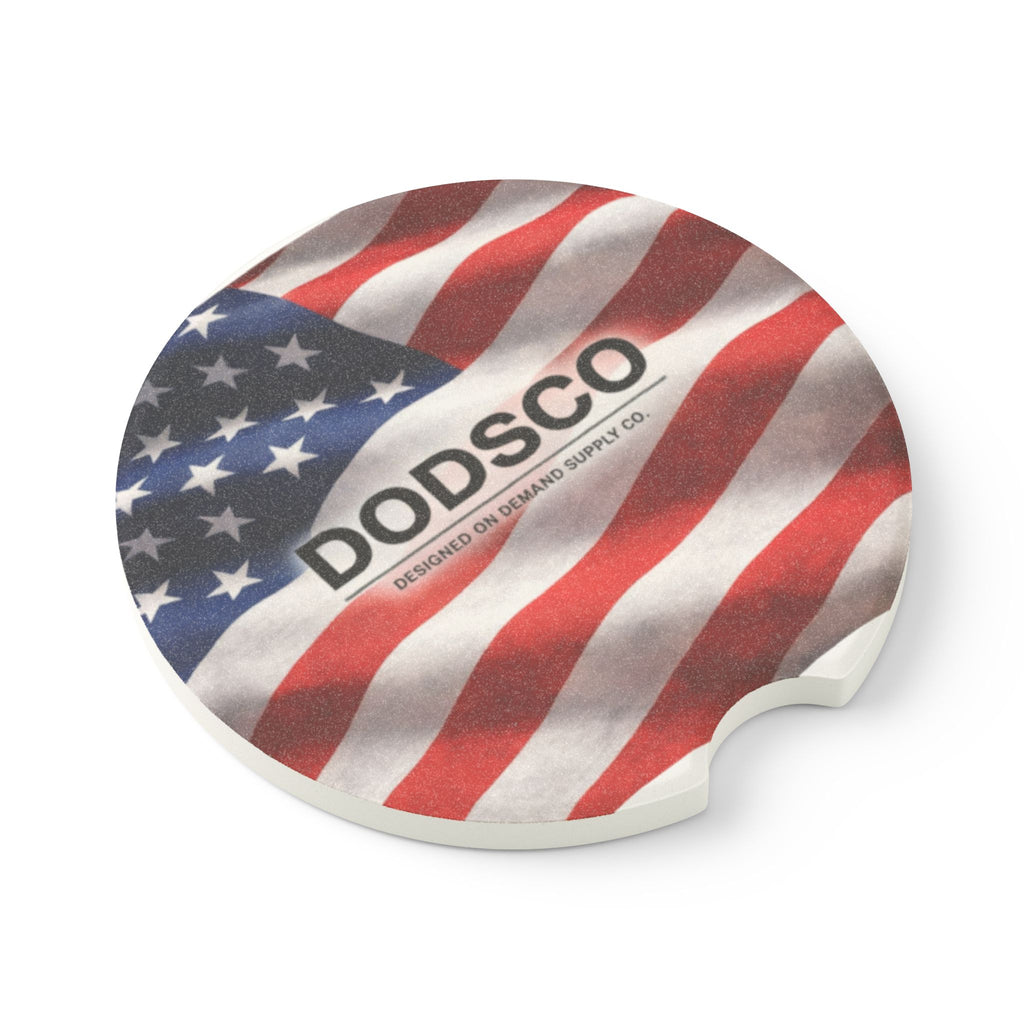 American Flag Soapstone Car Coaster — DODSCO Logo