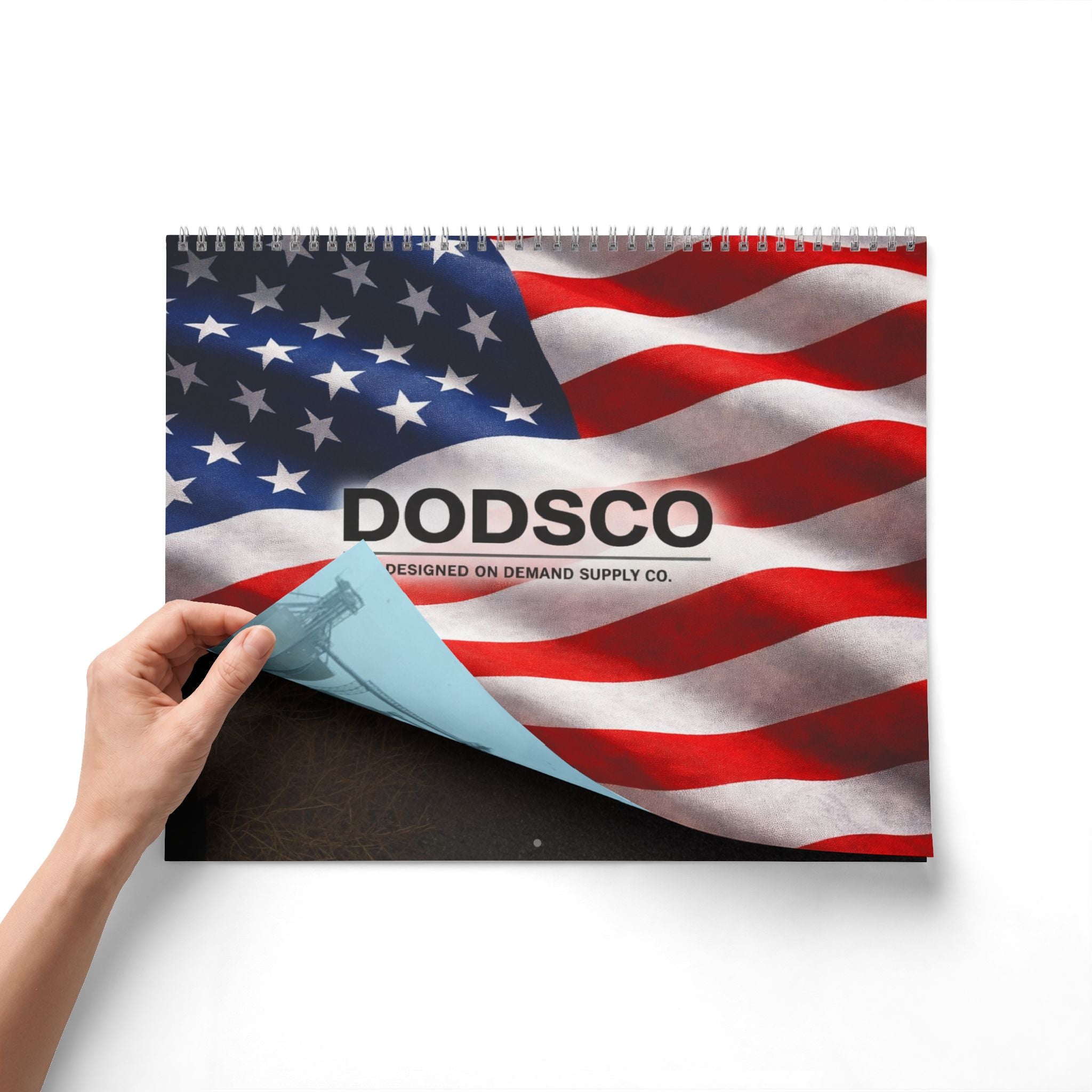 American Flag Wall Calendar — Patriotic Monthly Wall Calendar with DODSCO Logo