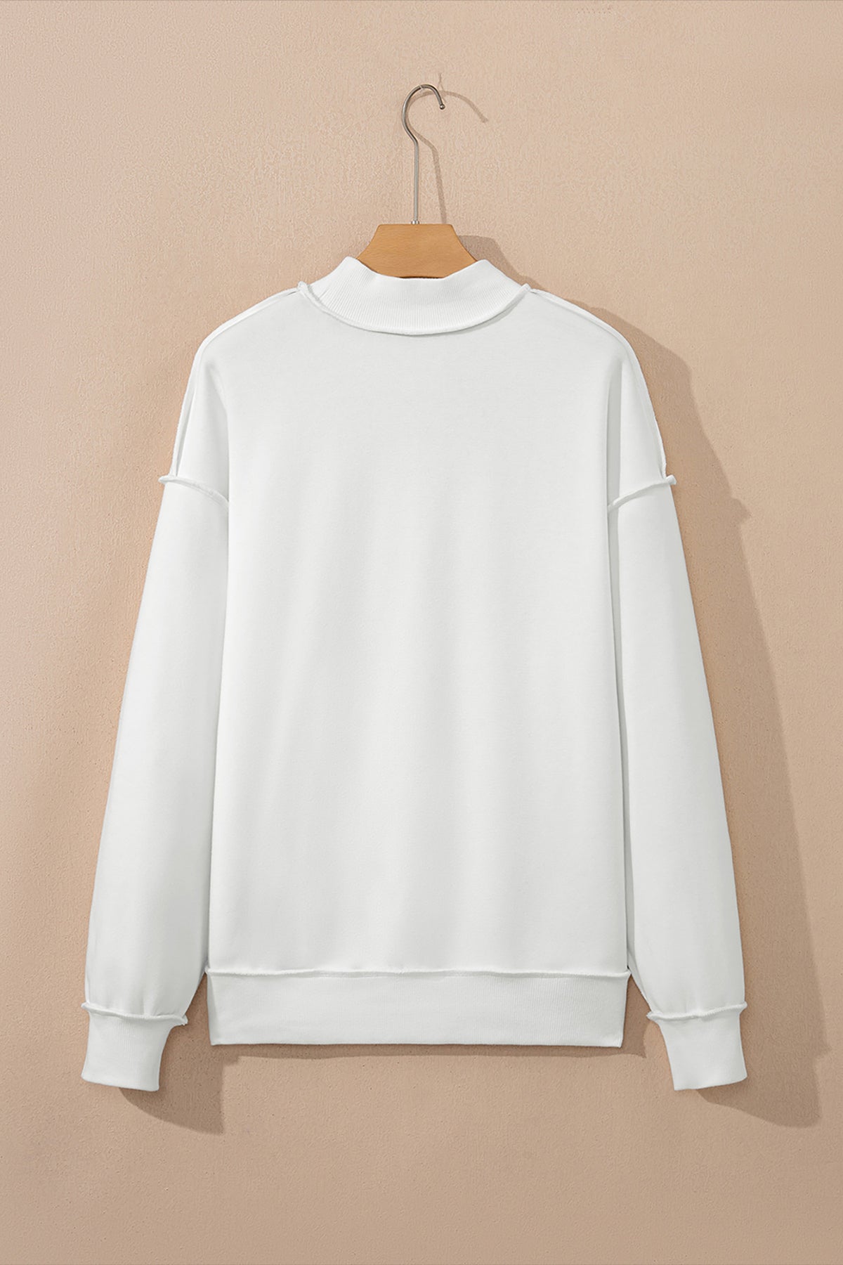 Light Grey Oversize Drop Shoulder Reversible Mock Neck Sweatshirt