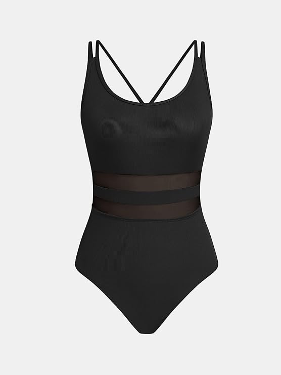 CUPSHE Womens One Piece Swimsuit Scoop Neck Bathing Suit Double Straps , Medium