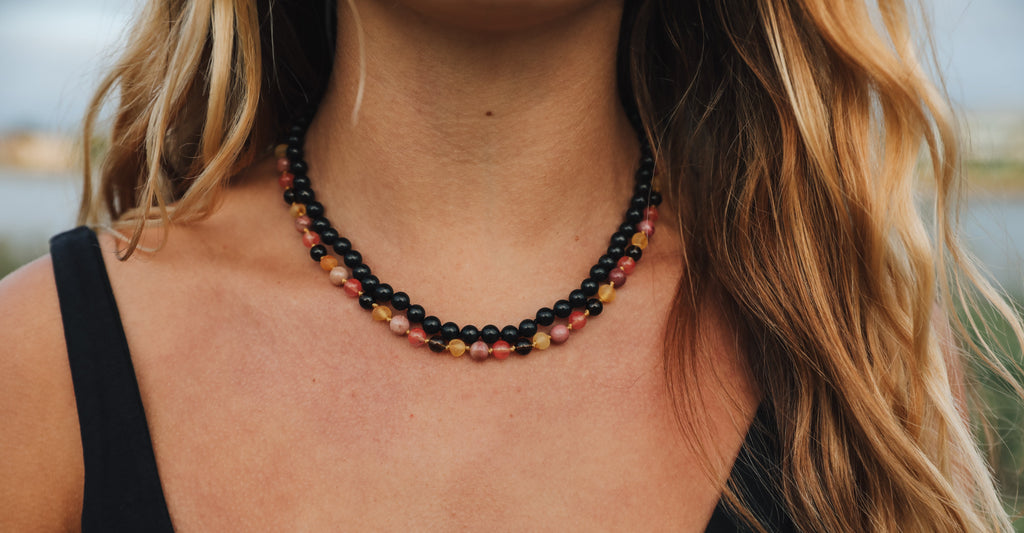 Raw Honey Baltic Sea Amber : Smokey Quartz + Rhodonite|| Anklet or Bracelet