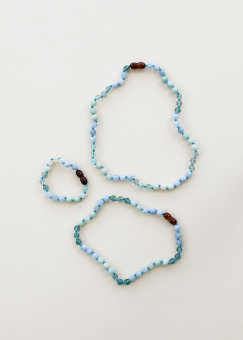 Amazonite + Aquamarine + Fluorite || Gemstone Anklet or Bracelet
