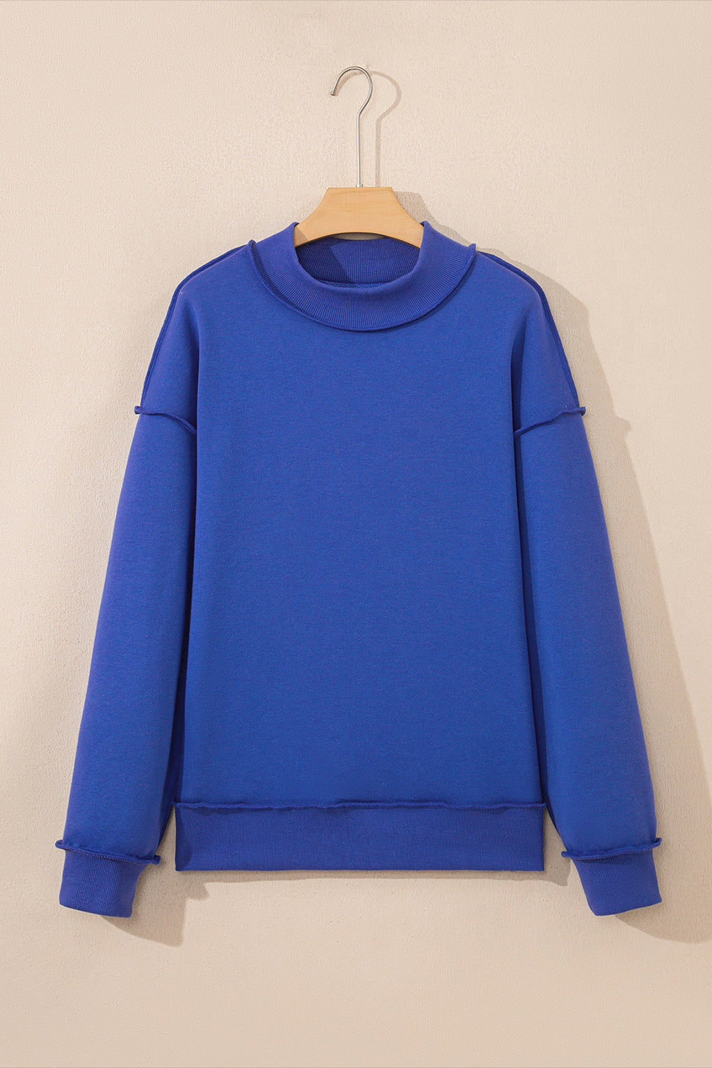 Light Grey Oversize Drop Shoulder Reversible Mock Neck Sweatshirt