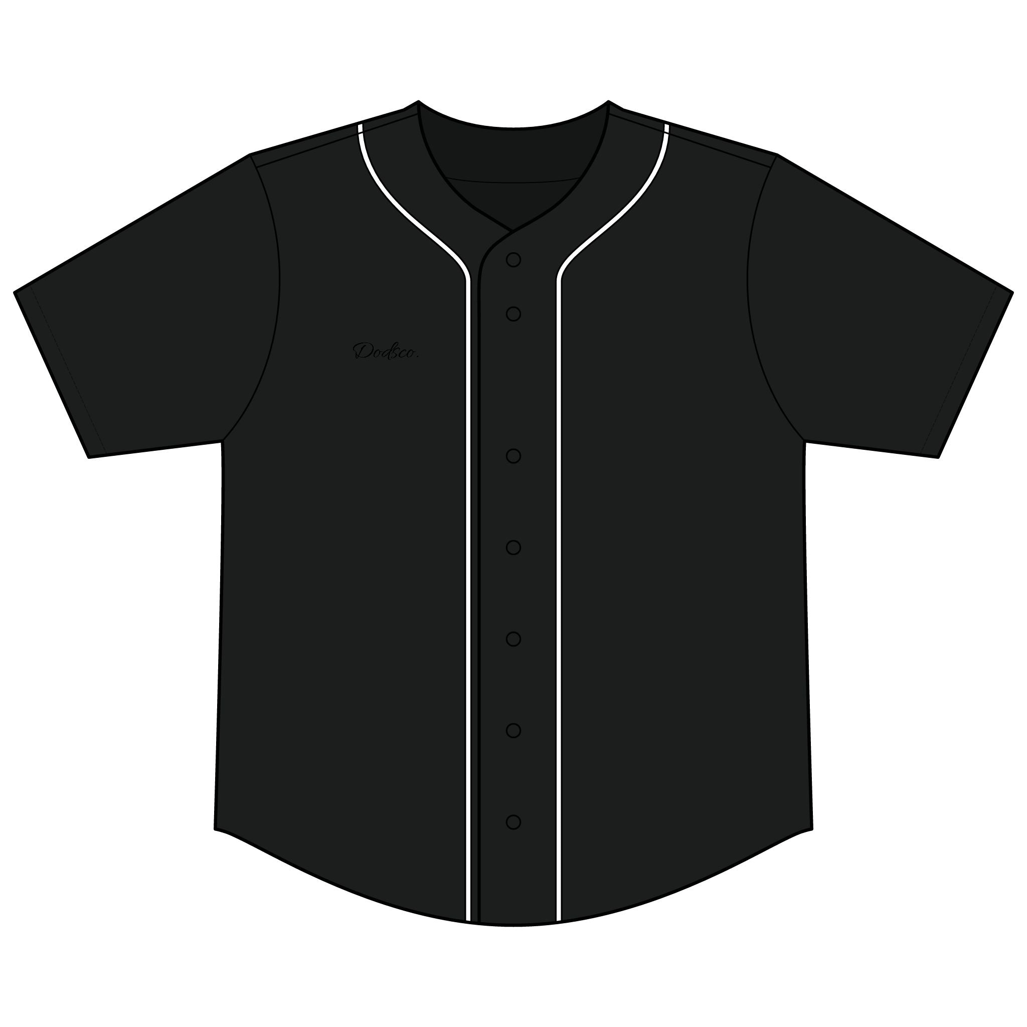 Black Button-Up Baseball Jersey — Short Sleeve Athletic Shirt