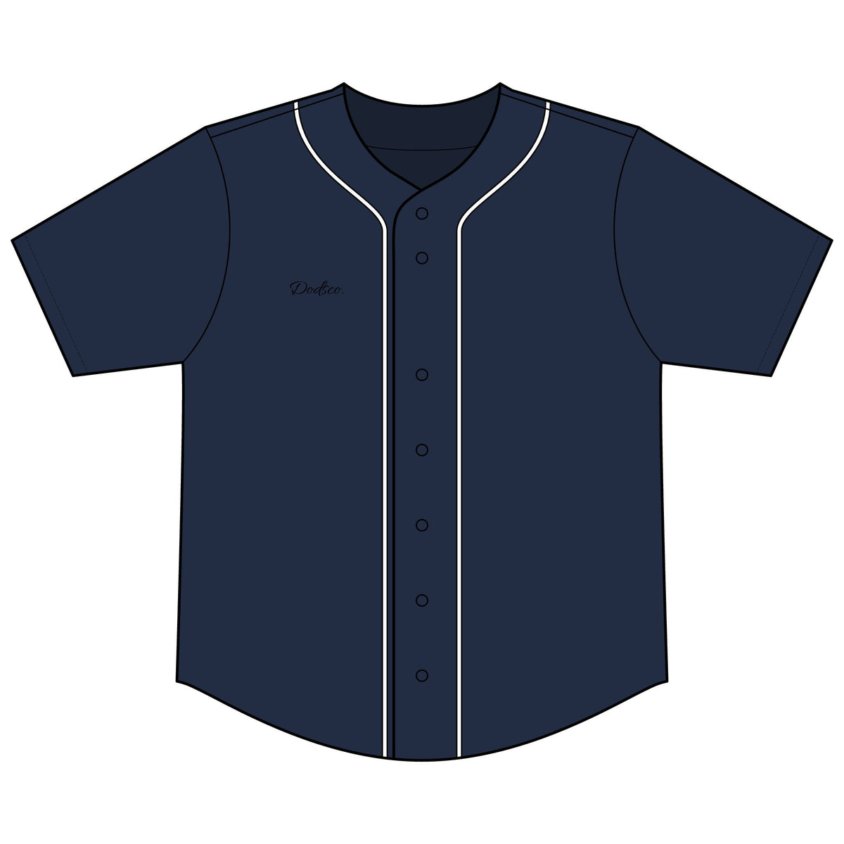 Black Button-Up Baseball Jersey — Short Sleeve Athletic Shirt