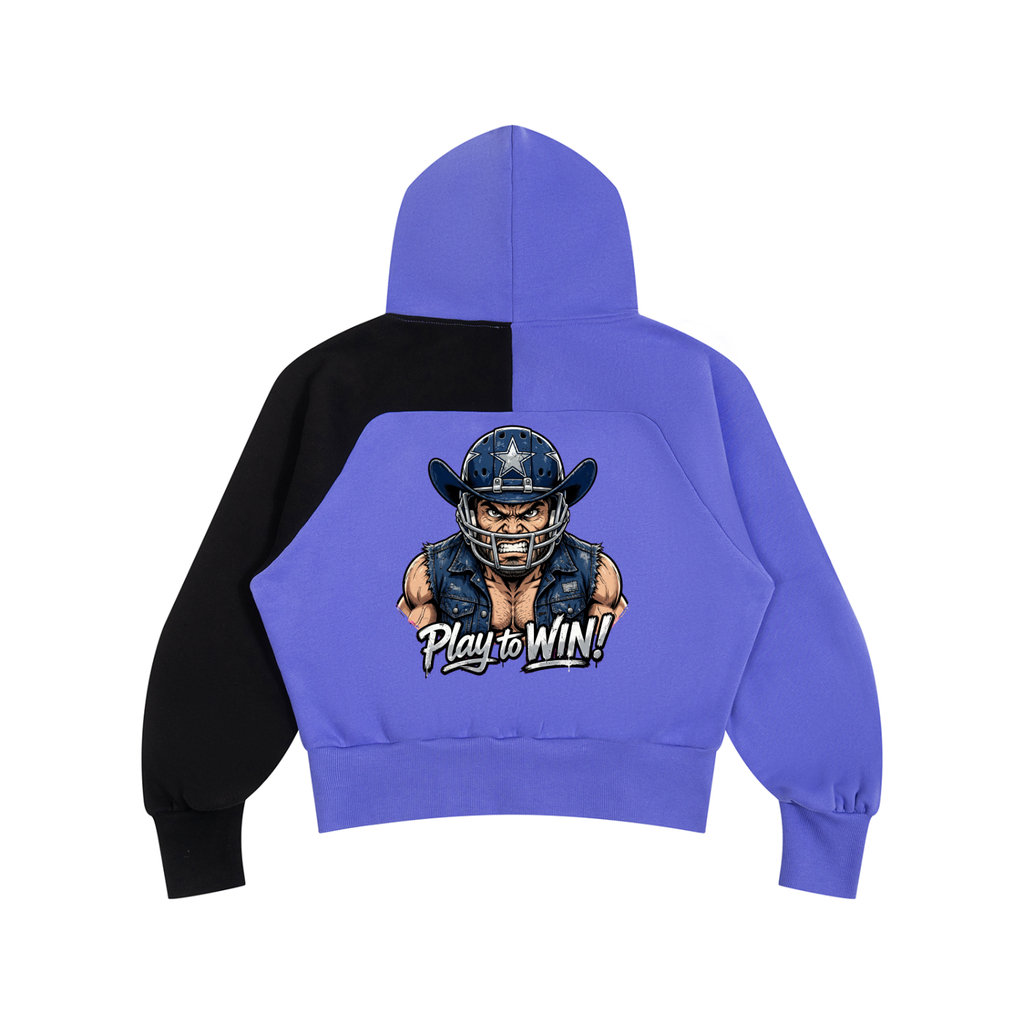 Unisex Color-Block Fleece Hoodie Angry Cowboy