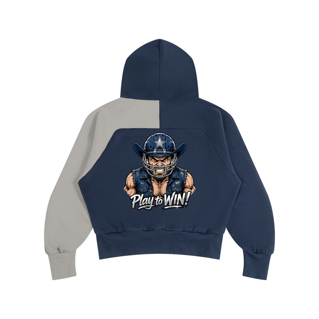 Unisex Color-Block Fleece Hoodie Angry Cowboy