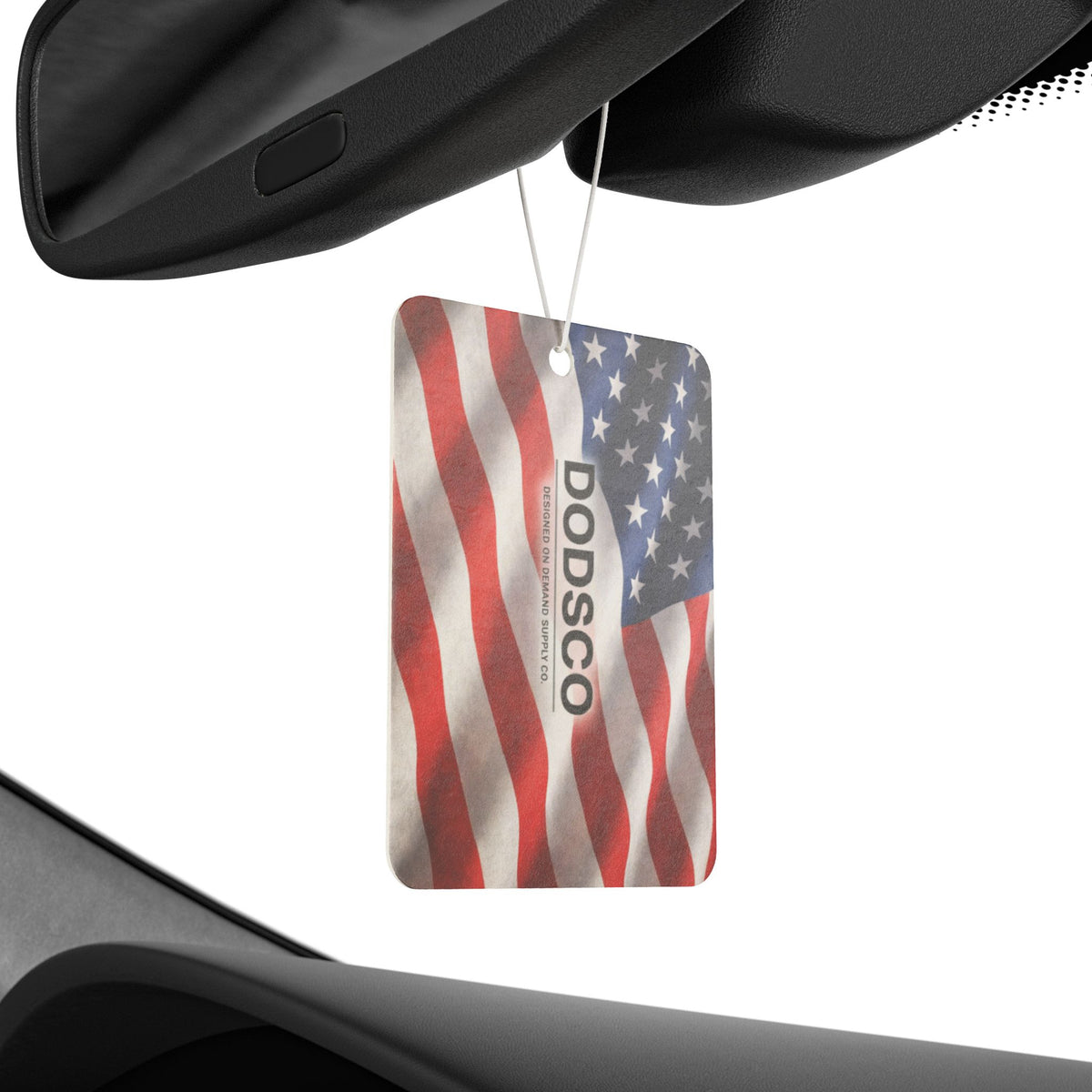 American Flag Car Air Freshener — Patriotic USA Scented Ornament (DODSSCO)