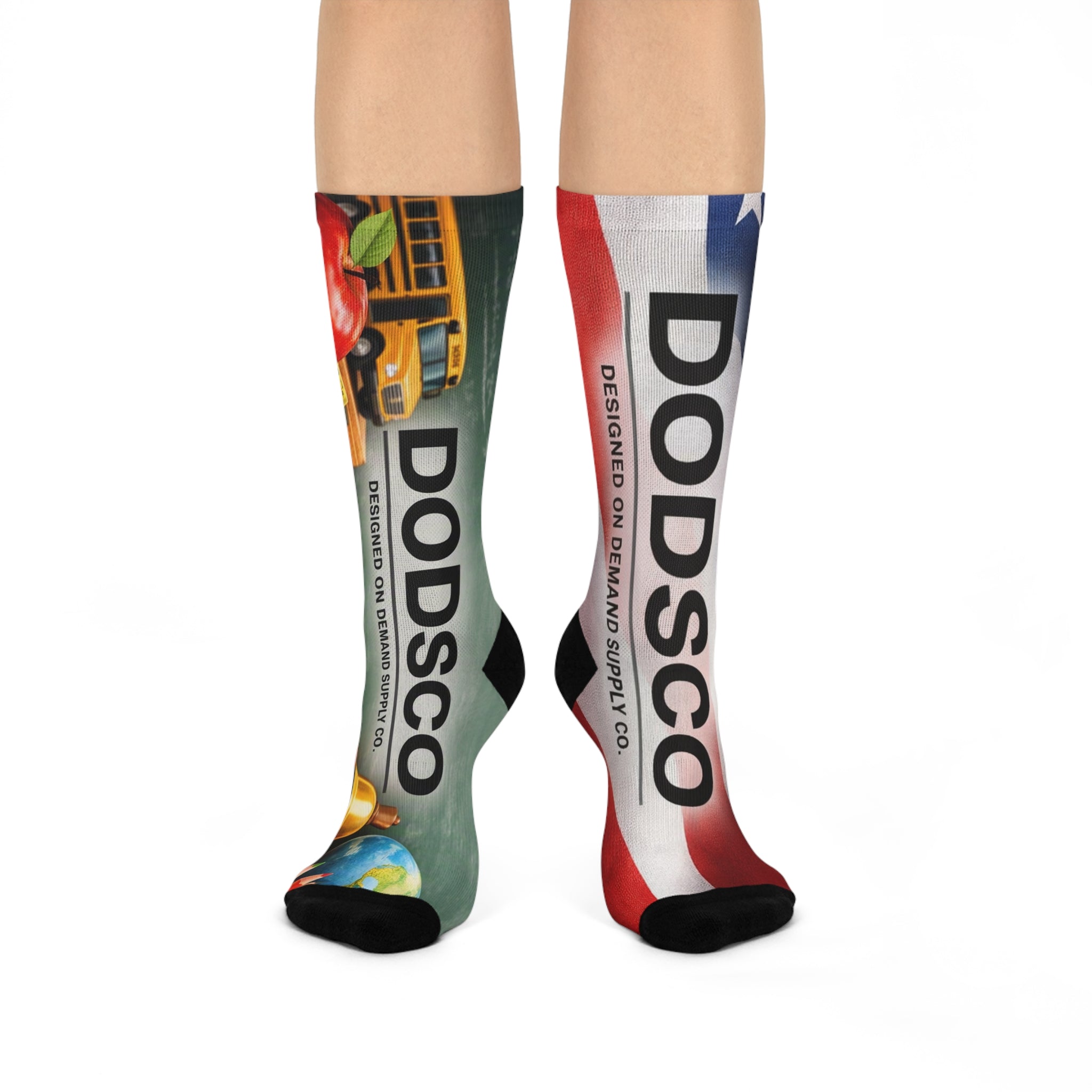 DODSCO American Flag & School Bus Cushioned Crew Socks