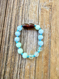 Amazonite + Aquamarine + Fluorite || Gemstone Anklet or Bracelet
