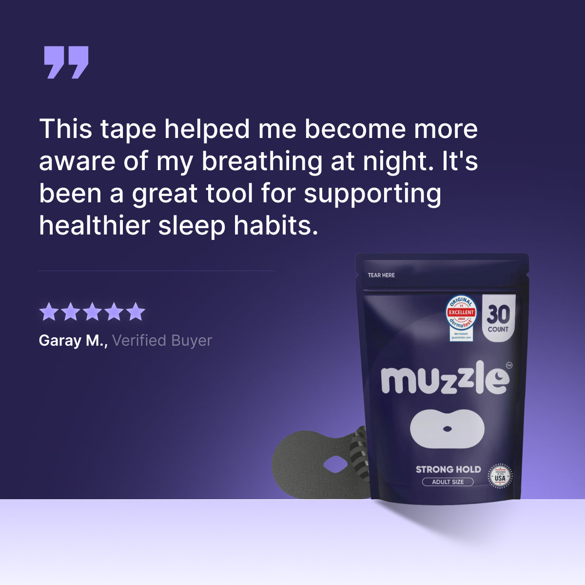 Muzzle® Mouth Tape for Adults (Medium Hold)