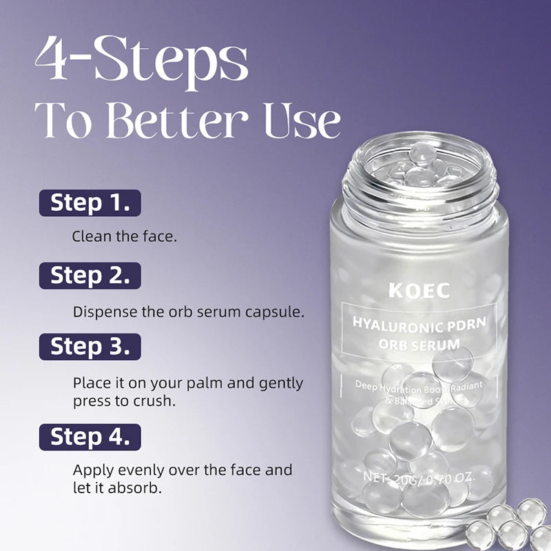 Korean Hyaluronic PDRN Orb Serum Spherical Particles Beads Face Essence Deep Hydration Salmon DNA Plumping Firming Moisturizer