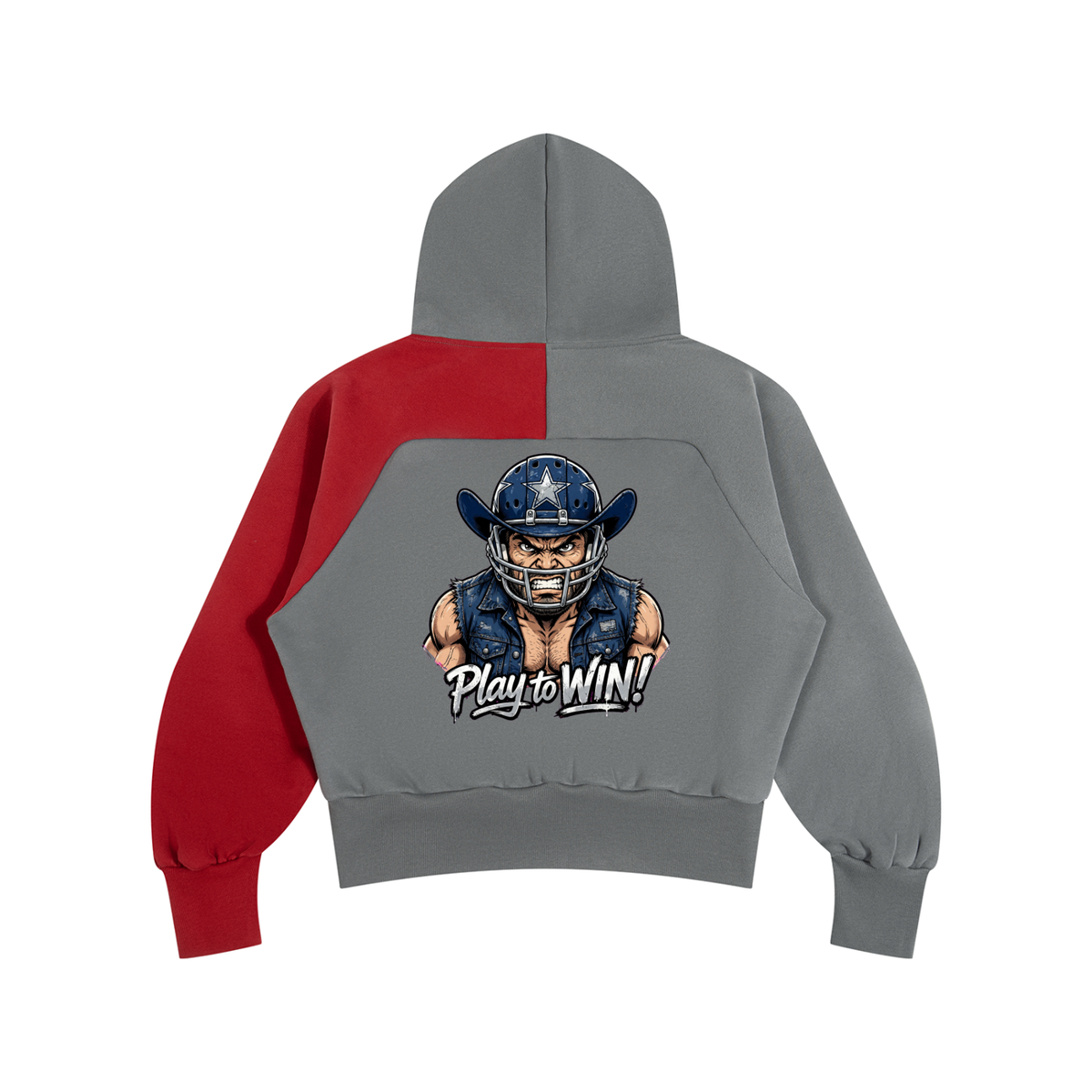 Unisex Color-Block Fleece Hoodie Angry Cowboy