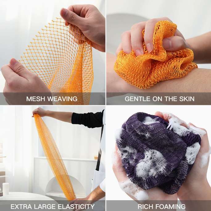 Elastic Nylon Exfoliating Towel | Deep Back Scrub & Body Cleansing